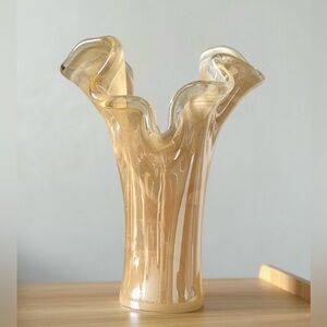 Vintage Murano Glass Vase Amber 17” tall